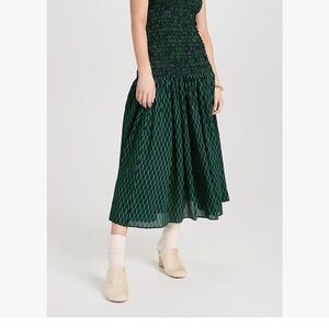 Rachel Comey Dark Green Patterned Midi Skirt